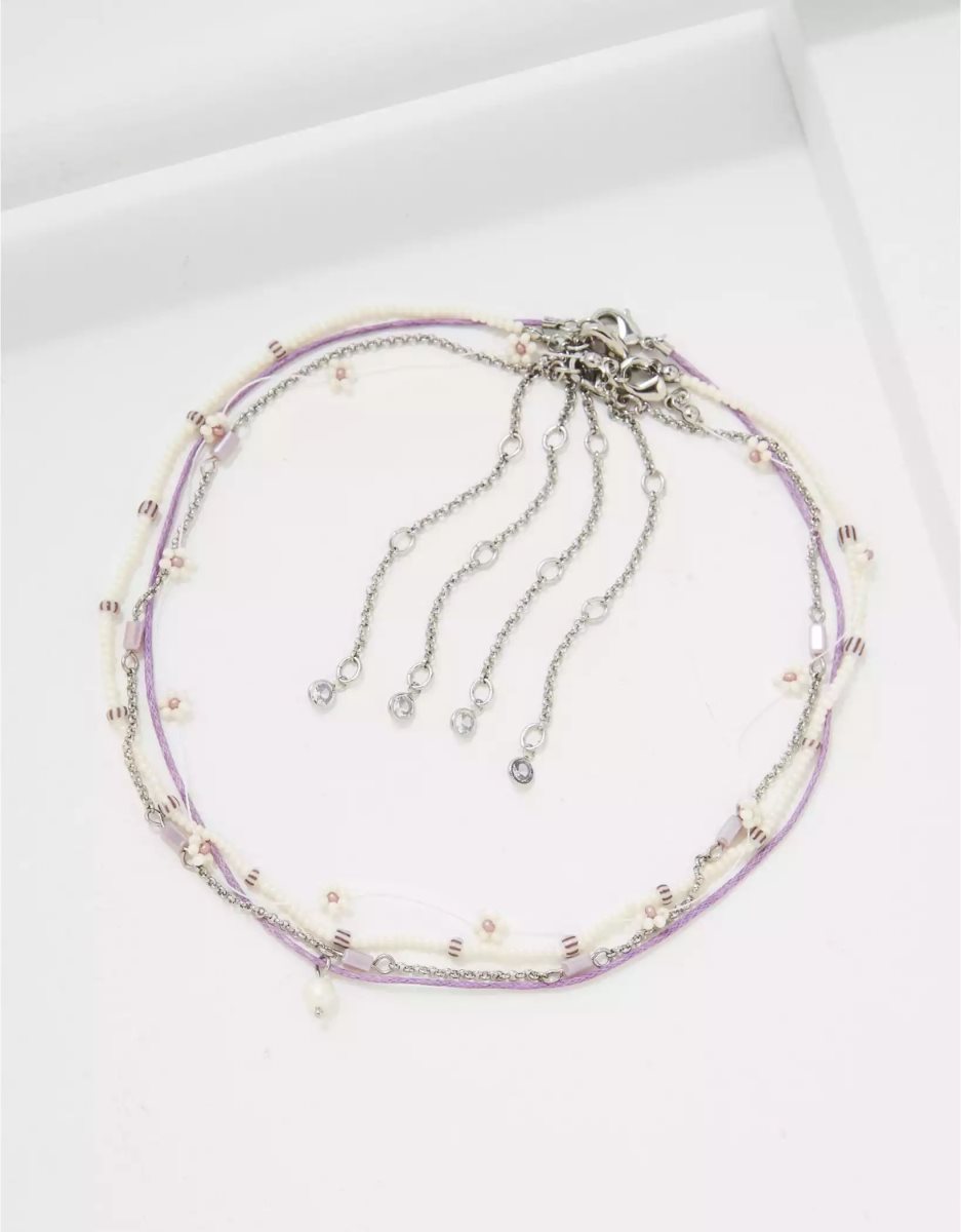 Bijoux American Eagle AEO Daisy Lavender Choker 4-Pack Multicolore Femme | WSI-54177048